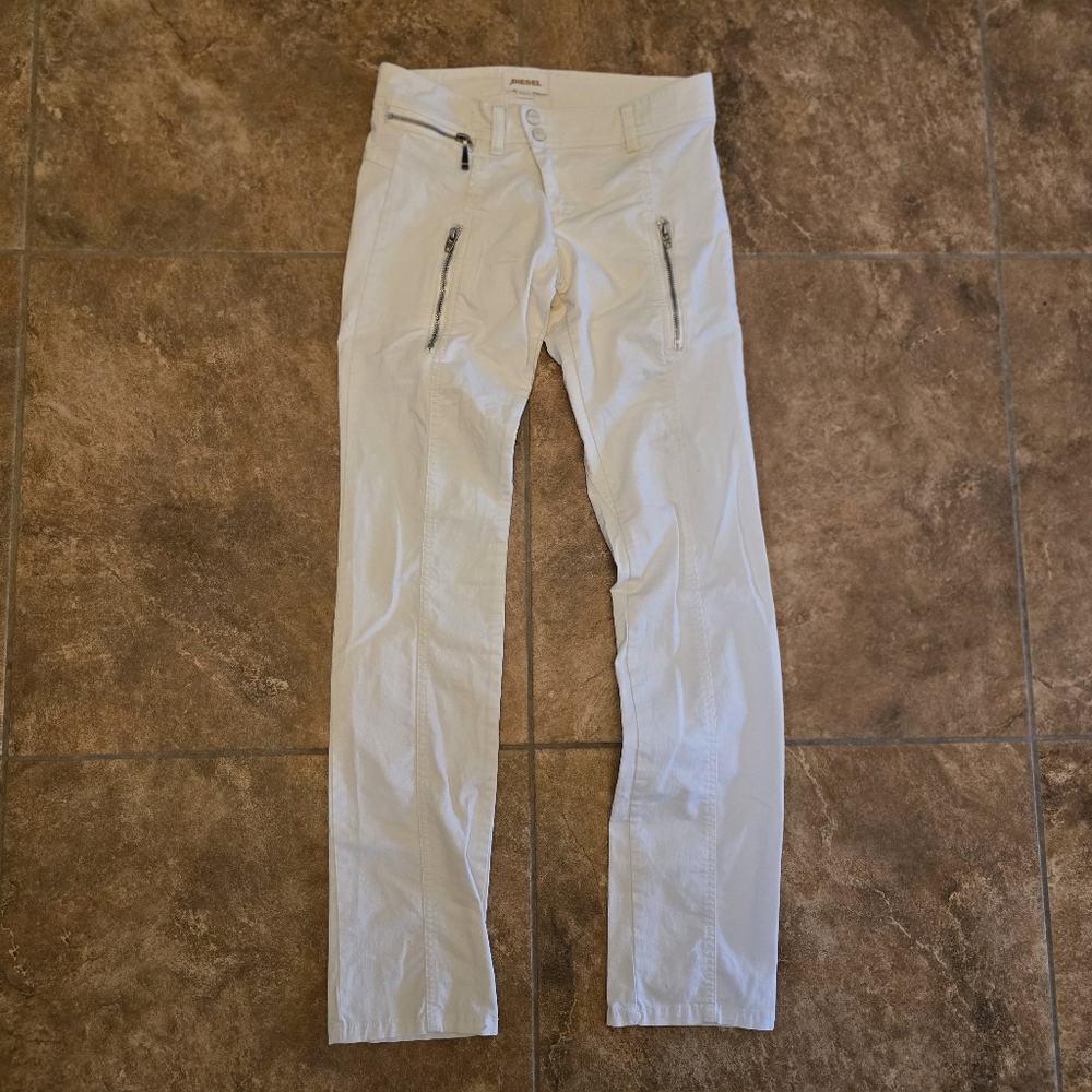 White Cream | DIESEL | Detailed Casual Pant